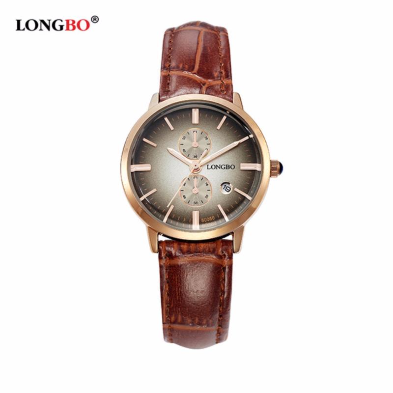 Nơi bán Đồng hồ Nữ LONGBO 80086036R (vàng hồng, mặt màu khói, dây da nâu)