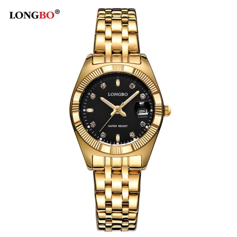 Nơi bán Đồng hồ Nữ LONGBO 80163014R (vàng, mặt đen, dây mạ vàng, thép không gỉ)