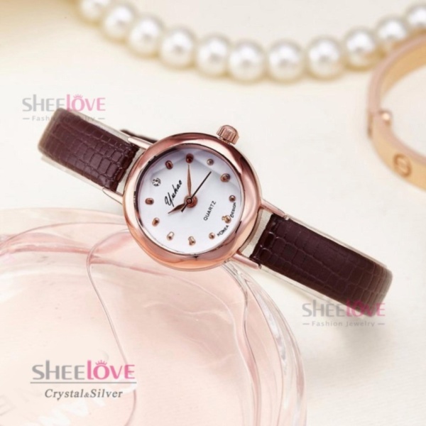 Đồng hồ nữ thời trang dây da mặt tròn nhỏ xinh thời trang Hàn Quốc WH-2656