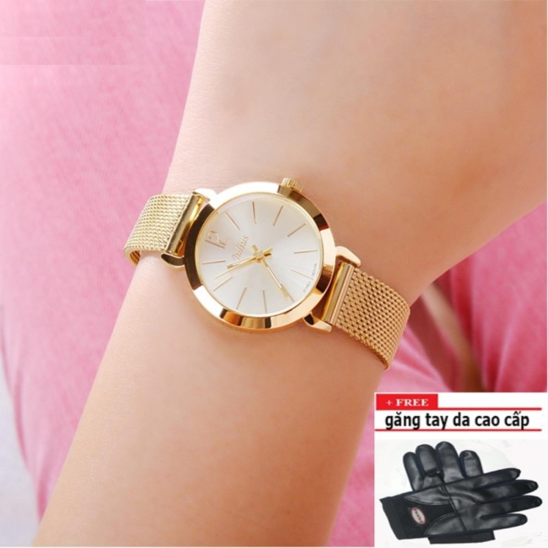 Đồng hồ nữ thời trang PJ70LPU (vàng) + tặng găng tay da cao cấp