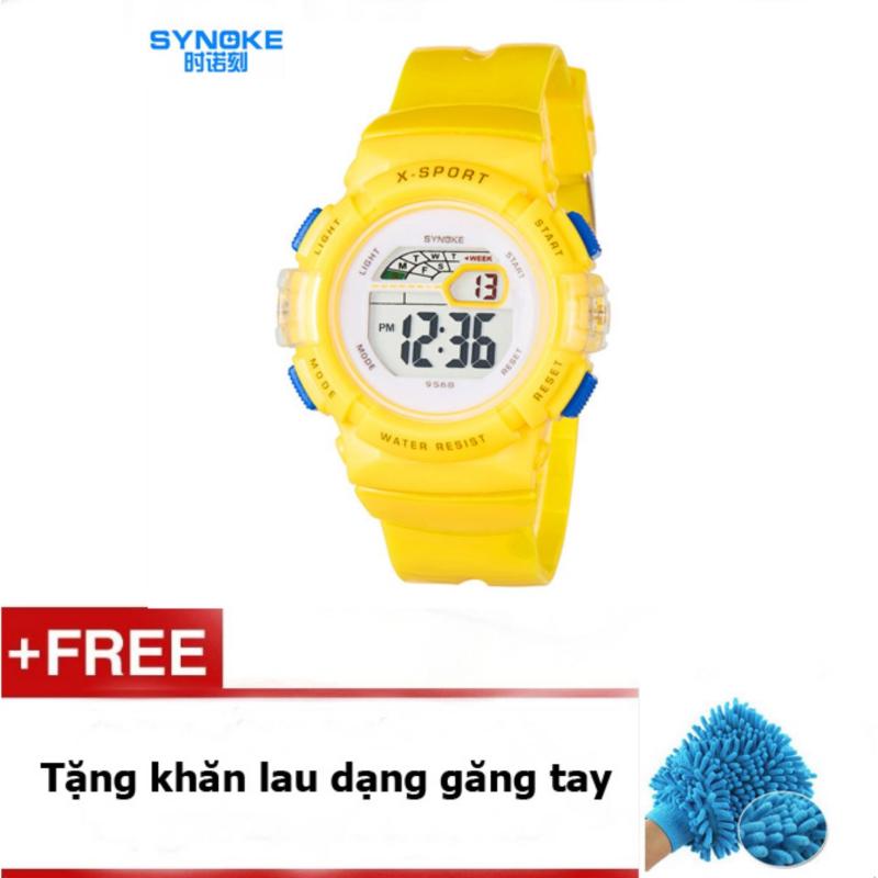 Đồng hồ thể thao dây nhựa trẻ em Synoke 9568 (Vàng) + quà tặng bán chạy