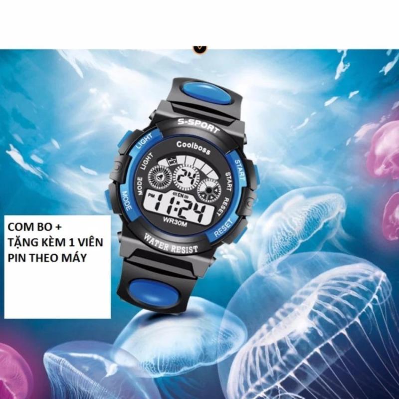 Giá bán Đồng hồ trẻ em chống nước cao cấp Coolboss 0119 tặng kèm 1 pin ( Xanh dương)