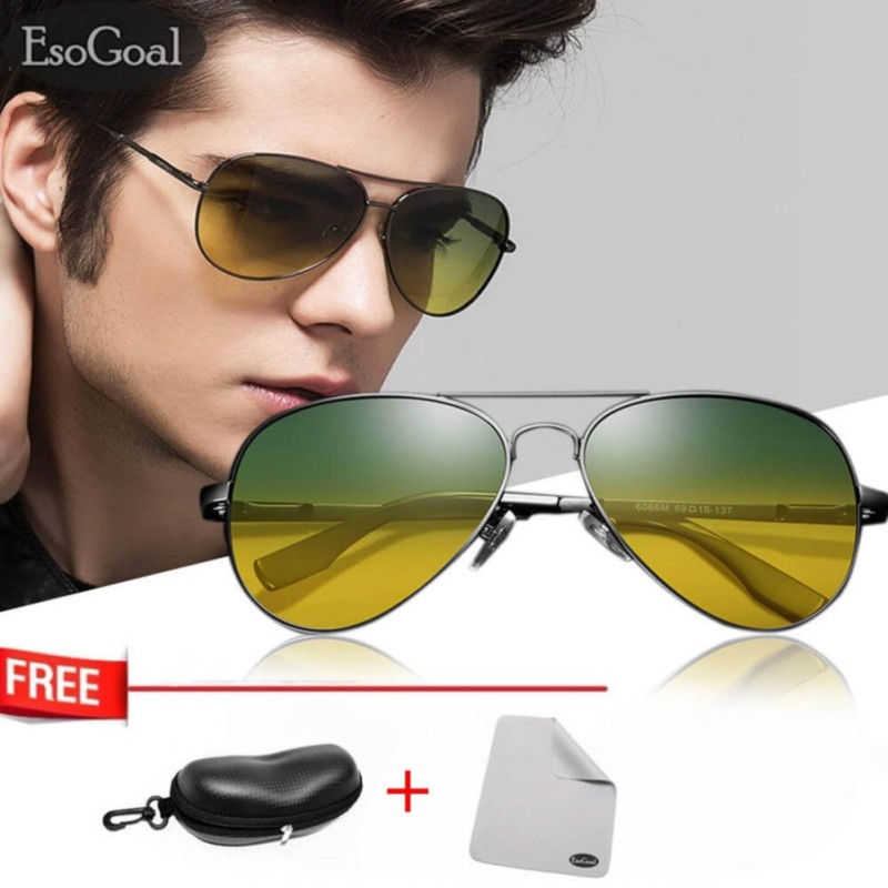 Giá bán EsoGoal Ngày Đêm Kính Mát Mắt Kính Chống chói cho Lái Xe Ống Kính Phân Cực Unisex Aviator-quốc tế