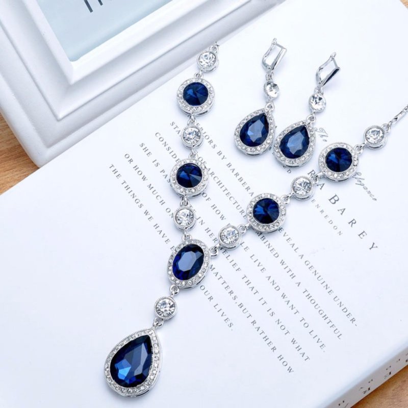 Fancyqube Cổ Và Bông Tai Bộ 1 cái Giọt Nước Mặt Dây Chuyền Vòng Cổ 1 cặp Bông Tai Bộ Trang Phục Hóa Trang-quốc tế