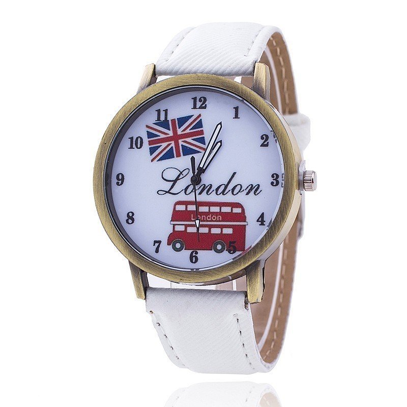Nơi bán Fashion Union Flag London Bus Watch Women Casual Luxury Jeans Wristwatch (White) - intl