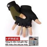 Gang tay thể thao hở ngón lái xe 2 TI14 (Xanh)  ,thiết bị phụ kiện oto,xe máy  tặng khăn đa năng đi phượt K 311
