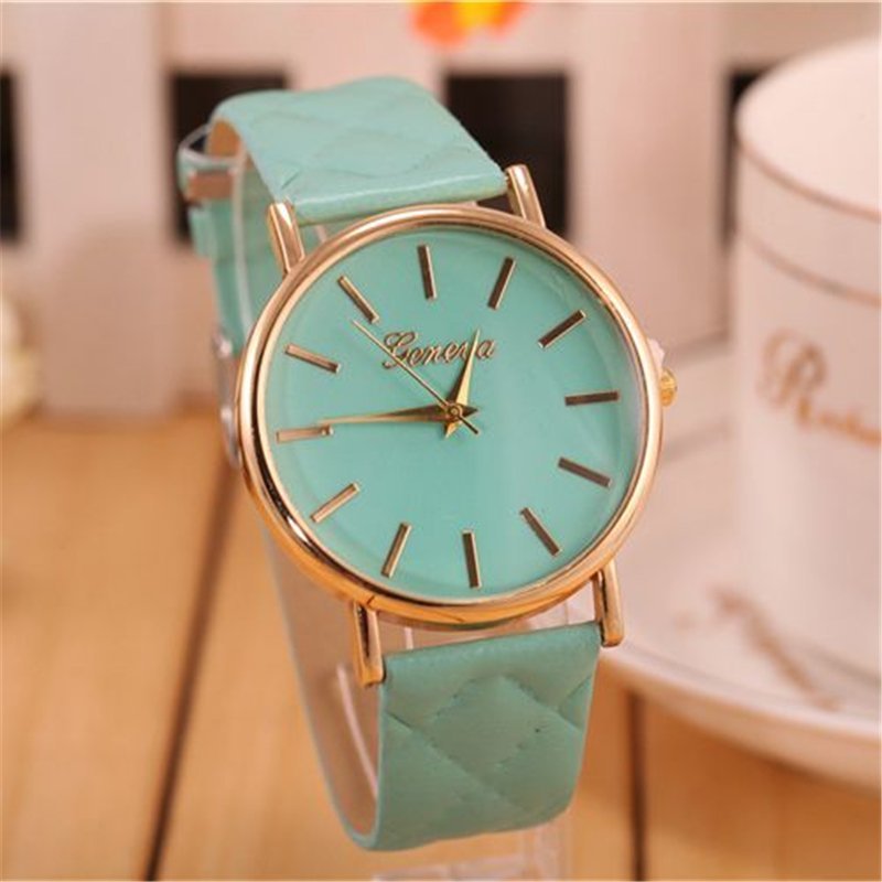 Nơi bán Geneva Classic Leather Strap Watch Women Fashion Quartz Watch (Green) - intl