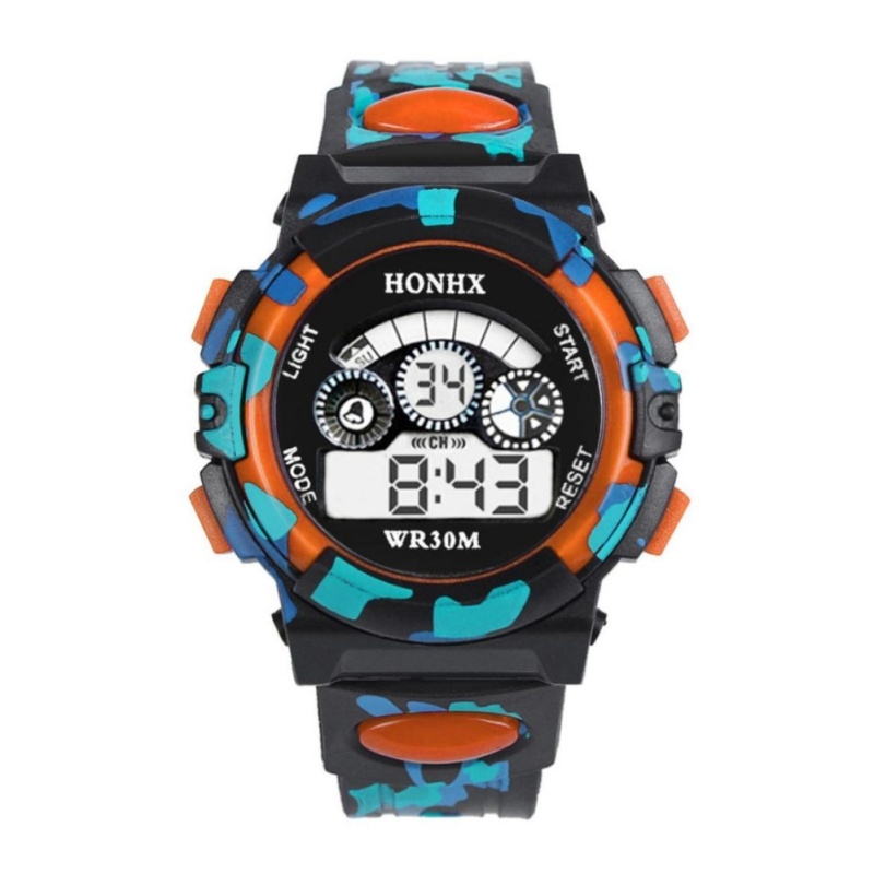 Giá bán HONHX Trẻ Em Đồng Hồ Bé Trai Tuổi Thọ ĐÈN LED Chống Nước Màn Hình Hiển Thị Đồng Hồ Đeo Tay Trẻ Cao Su Thể Thao có Báo Thức, Đồng Hồ Đồng Hồ- quốc tế