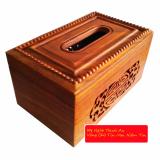 Hộp khăn giấy gỗ hương vàng cao cấp trạm mặt lọng hoa văn HGAT01