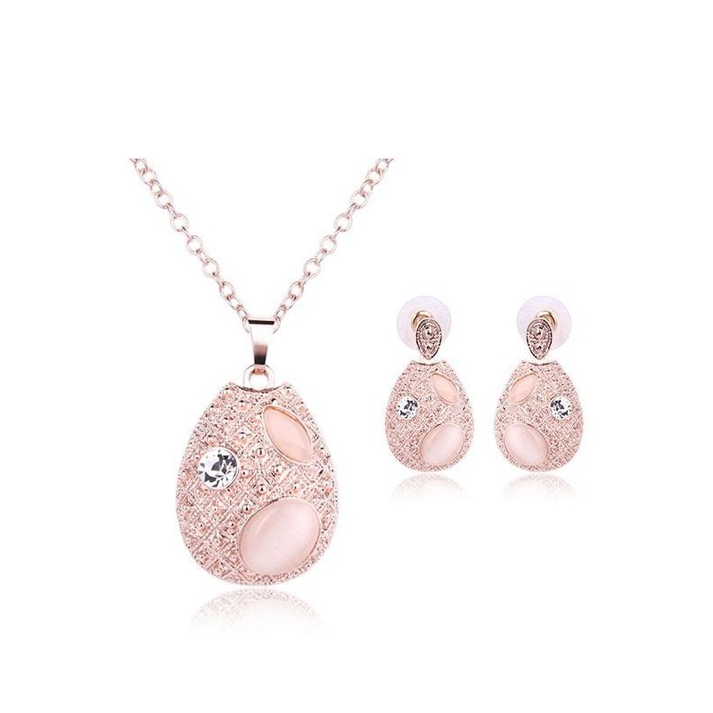 JollyChic Rose Gold Plated Filigree Nice Necklace Earrings Set (Rose Gold) - intl