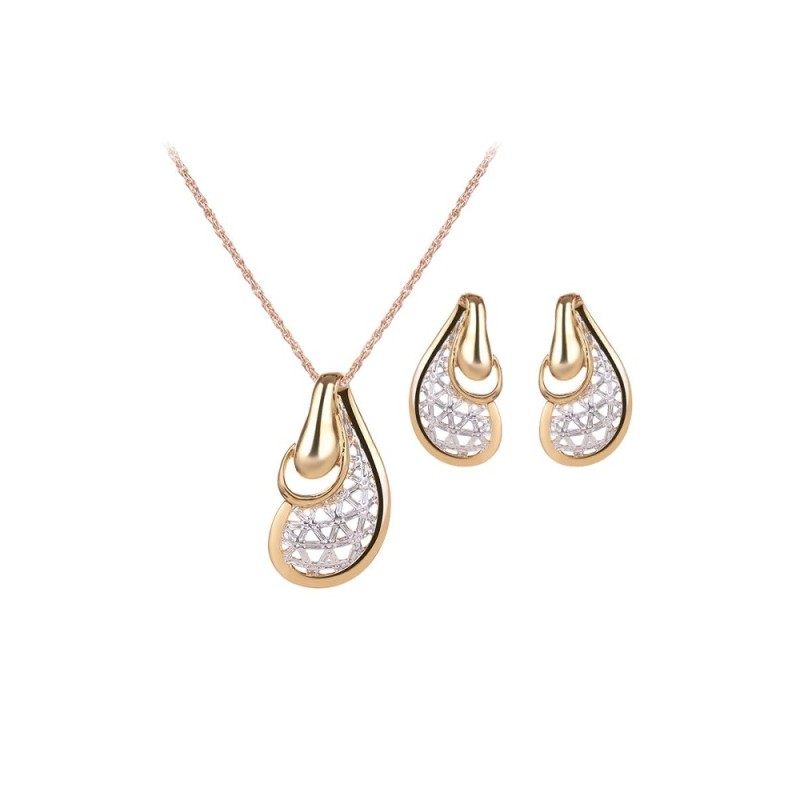JollyChic Womens Jewelry Set Alloy Hollow Sterling Pea Pattern Ladylike Jewelry Accessory (Gold) - intl
