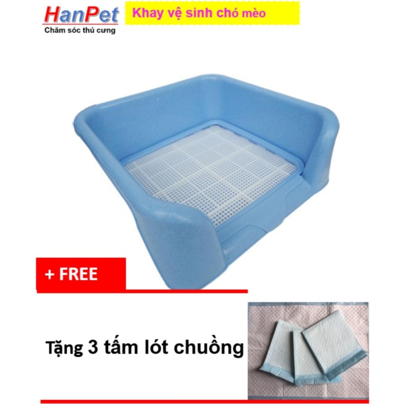Khay vệ sinh dạng bức tường cho chó đực, bằng nhựa cao cấp, có lưới (HoaMy A 378) + Tặng 3 tấm tã lót chuồng, sàn xe.
