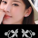 Khuyên tai cánh bướm pha lê đính đá bạc S925