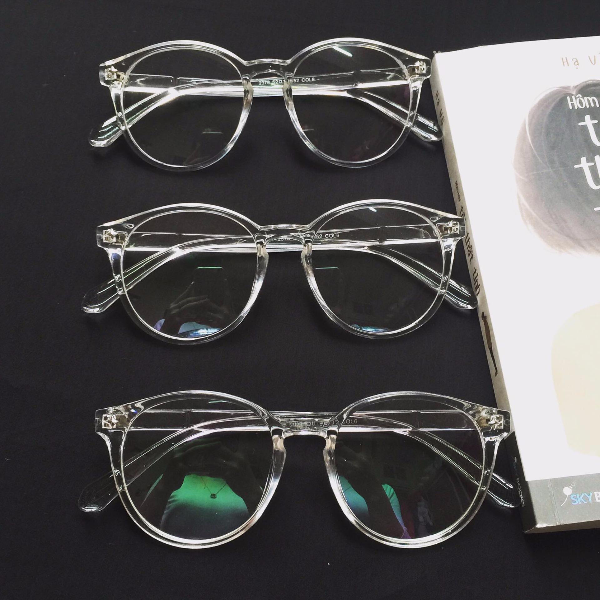 Kính gọng Trong suốt mắt tròn - nhựa dẻo (Trắng Trong)