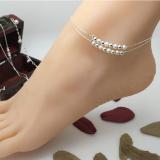 Lắc chân nữ bạc hai vòng hạt châu lấp lánh (Bạc)