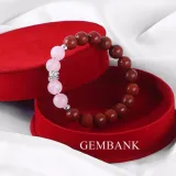 Lắc tay đá canxedone mix thạch anh hồng tự nhiên 10mm gemstone bank