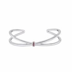 Lắc tay nữ cứng hở Destiny J’admire bạc cao cấp mạ Platinum đính đá Ruby nhân tạo cao cấp
