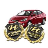 Logo dán xe hơi MOTORS trắng bạc huyndai