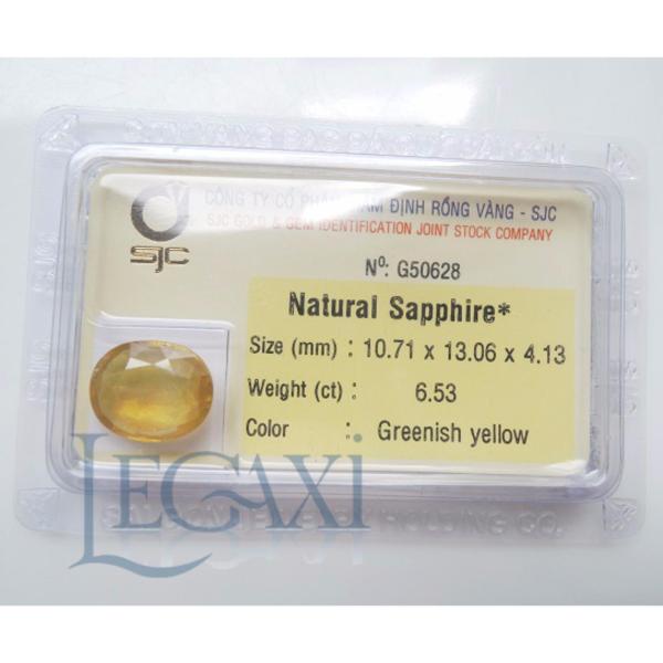 Mặt đá Sapphire Tự nhiên 11x13 li 50628 Legaxi màu vàng