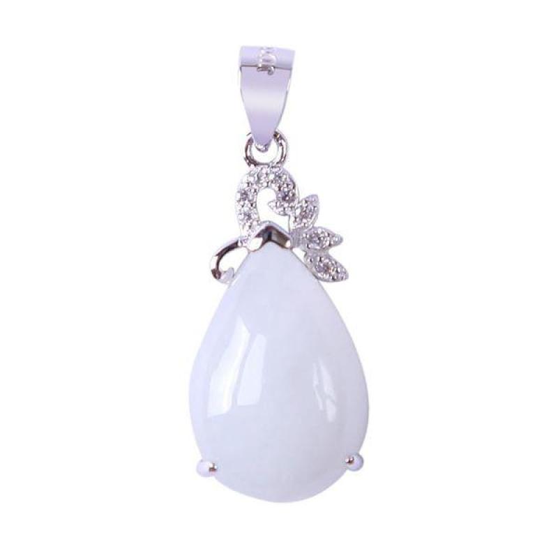 Mặt dây bạc Jadeit (Phỉ Thúy) chạm Giọt nước