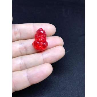 mặt dây chuyền & mặt nhẫn đá poly đỏ  hình tỳ hưu