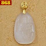Mặt dây chuyền Bồ tát Phổ hiền 3.6 cm đá thạch anh trắng + móc