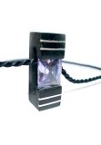 Mặt dây chuyền gỗ Mun sừng cẩn đá topaz CoCo Design (Đen phối tím bạc)