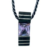 Mặt dây chuyền gỗ Mun sừng cẩn đá topaz CoCo Design (Đen phối tím bạc)