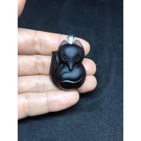 [HCM]Mặt dây chuyền hồ ly đá thạch anh khói.