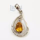 Mặt dây chuyền mề đay bạc 925 đính đá Citrine tự nhiên CT40