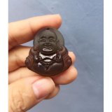 Mặt dây chuyền Phật Di Lặc đá thạch anh khói