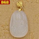 Mặt dây chuyền Văn Thù Bồ Tát đá thạch anh trắng 3.6cm