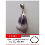 Mặt dây Đá Thạch anh tím chevron tự nhiên khoen bạc ATA9