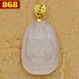 Mặt Phật Bất động minh vương 3.6 cm thạch anh trắng + móc