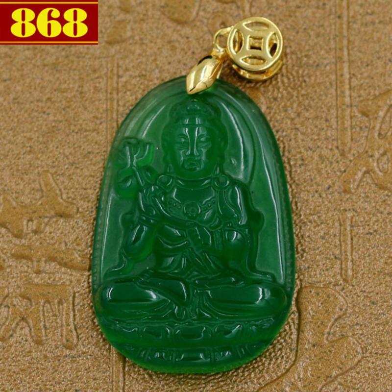 Mặt Phật Đại Thế Chí Bồ Tát size nhỏ 3.6 cm - đá thạch anh xanh