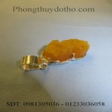 Mặt tỳ hưu đá ngọc vàng bọc bạc dài 3 x 1,9 cm
