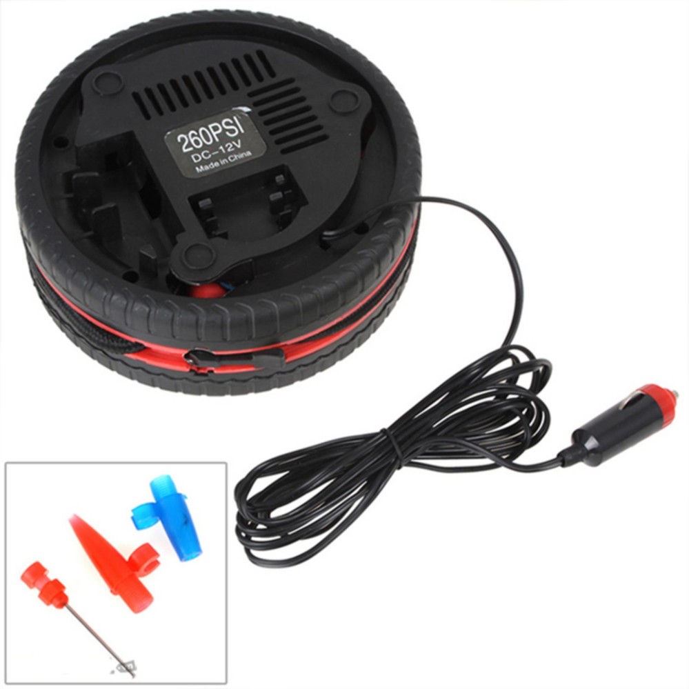 [BƠM TỐT] Máy Bơm Lốp Xe Hơi, Xe Máy MiNi (Đen phối đỏ)