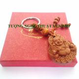 Móc khóa phong thủy tượng phật Di Lặc gỗ gụ