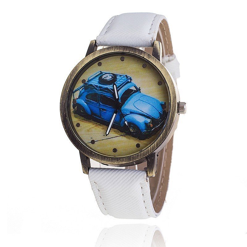 Nơi bán New Fashion Jeans Watch Women Car Quartz Ladies Casual Wristwatch (White) - intl