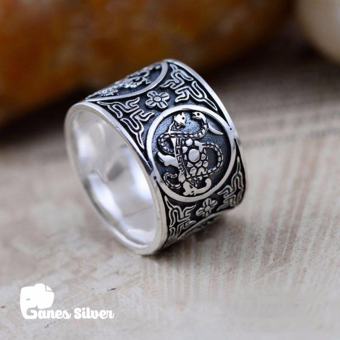 Nhẫn Bạc Nam, Nhẫn Nam Chất Lượng, Nhẫn Nam Tứ Linh Chất Liệu Bạc Thái Cao Cấp - Thương Hiệu Ganes Silver( Bạc)