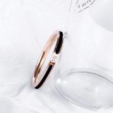 Nhẫn cặp Titan đính đá N259 (Màu Đen, Viền Màu Đồng)