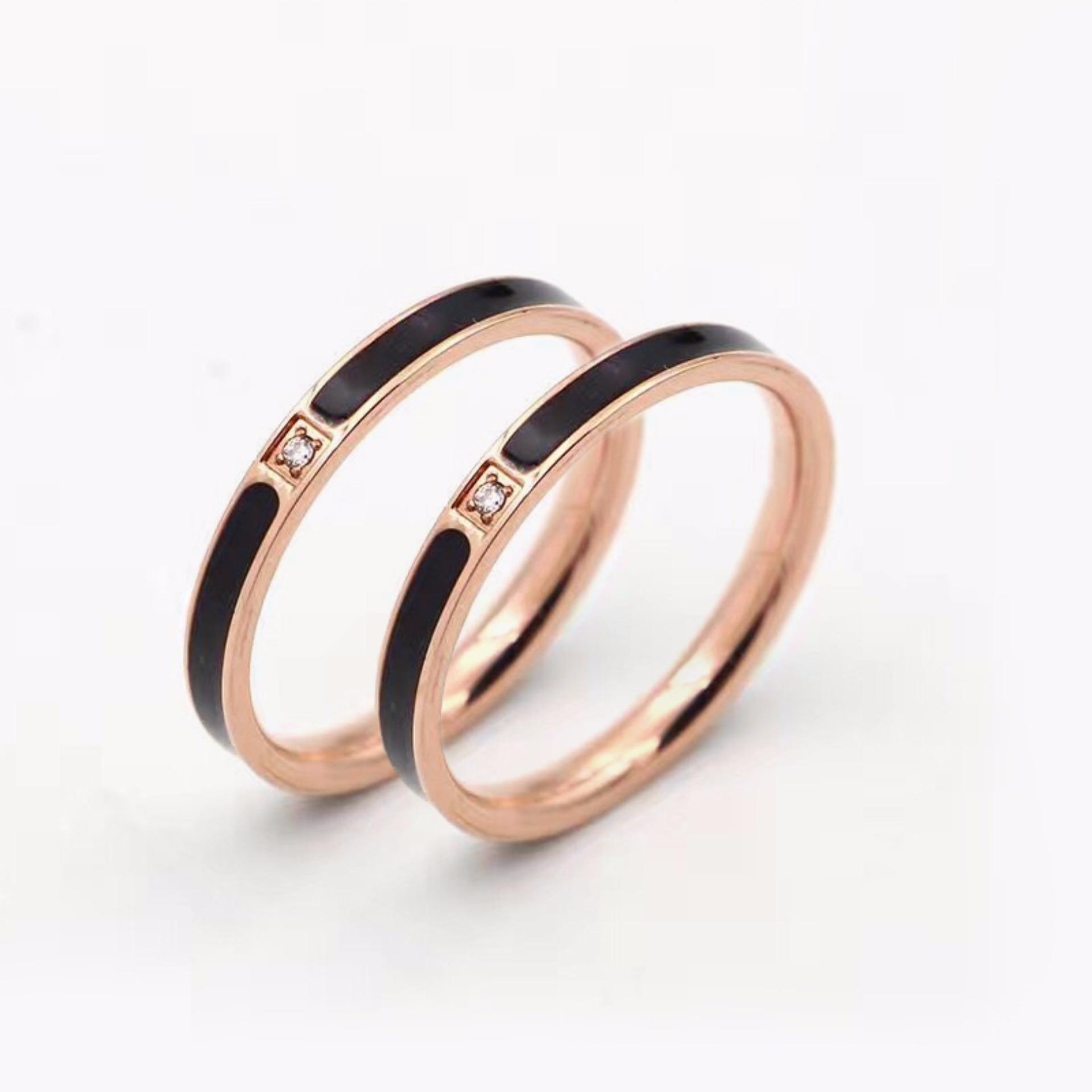 Nhẫn cặp titan đính đá n259