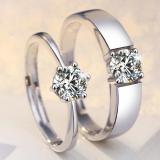 Nhẫn cưới tình yêu Freesize kim cương 6 chấu lấp lánh 