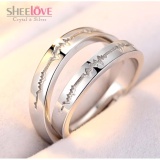 Nhẫn đôi tình yêu chạm khắc nhịp tim lãng mạn lấp lánh xinh xắn SPR-YWY030
