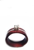 Nhẫn Gỗ Cẩm Lai cẩn đá topaz CoCo Design (Nâu đỏ phối trắng)
