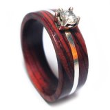 Nhẫn Gỗ Cẩm Lai cẩn đá topaz CoCo Design (Nâu đỏ phối trắng)