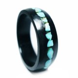 Nhẫn gỗ Mun cẩn đá turquoise xanh ngọc (Đen)