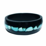 Nhẫn gỗ Mun cẩn đá turquoise xanh ngọc (Đen)