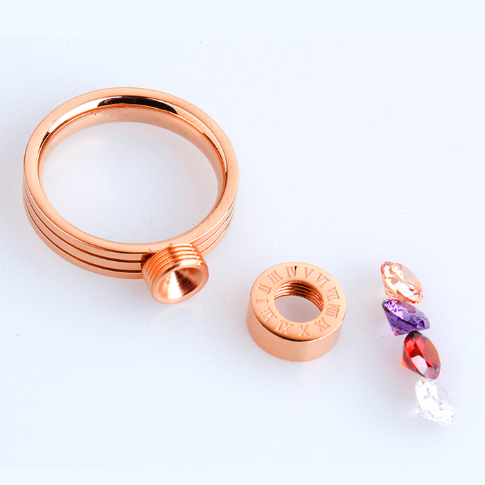 [HCM]Nhẫn La Mã đính đá N214 (màu đồng + kèm 4 hột đá)