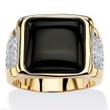 Nhẫn nam đá thạch anh mạ vàng 14k